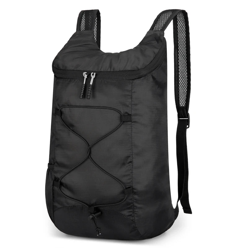 Foldable Travel Backpack with Front Cord Detail and Side Pockets