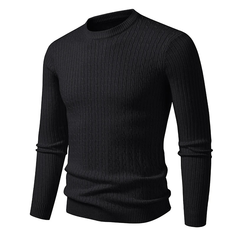Men's Ribbed Crew Neck Long Sleeve Sweater
