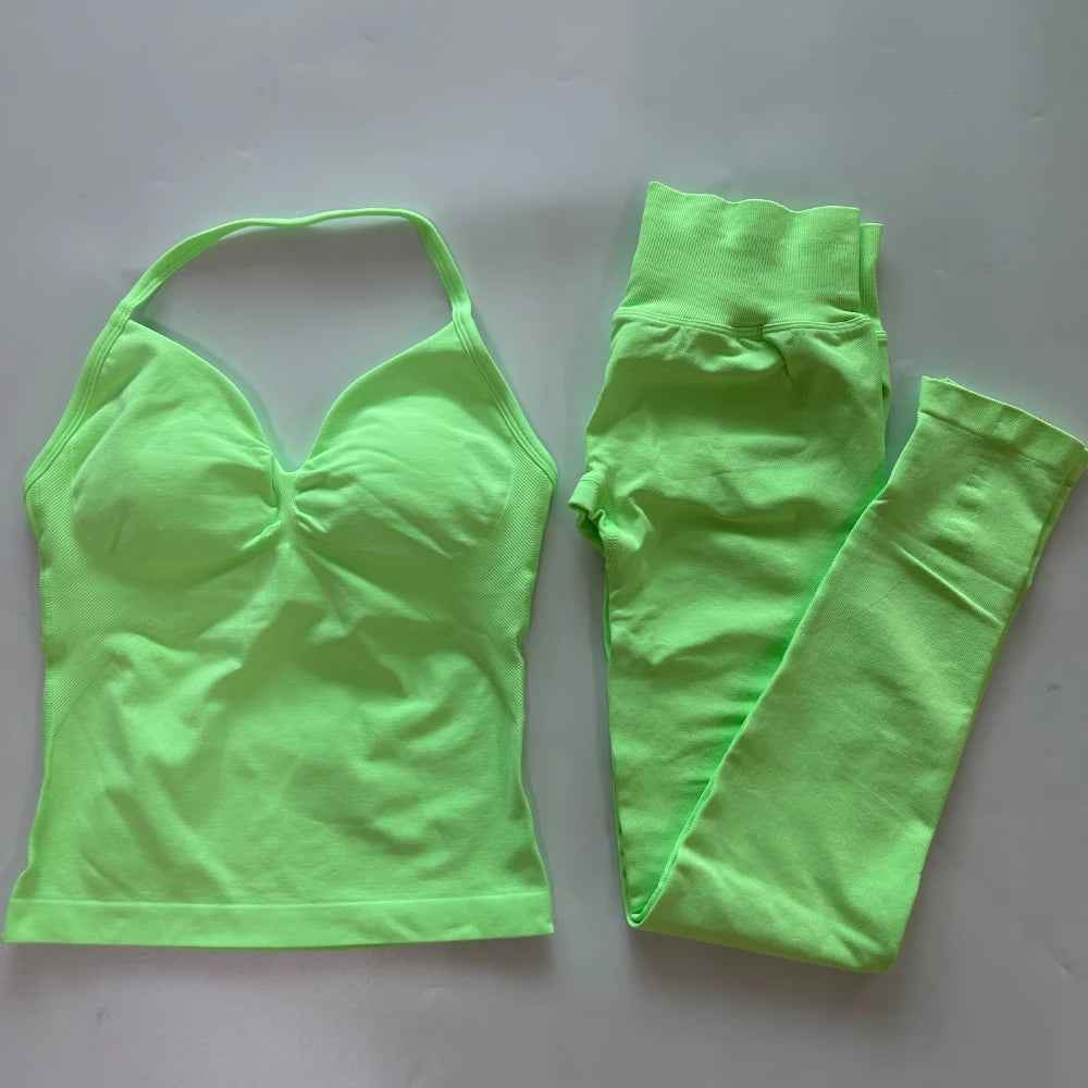 Women's Thin Strap Tank And Leggings Yoga Set