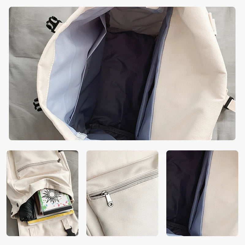 Canvas Flap Backpack with Buckle Detail for School and Daily Carry