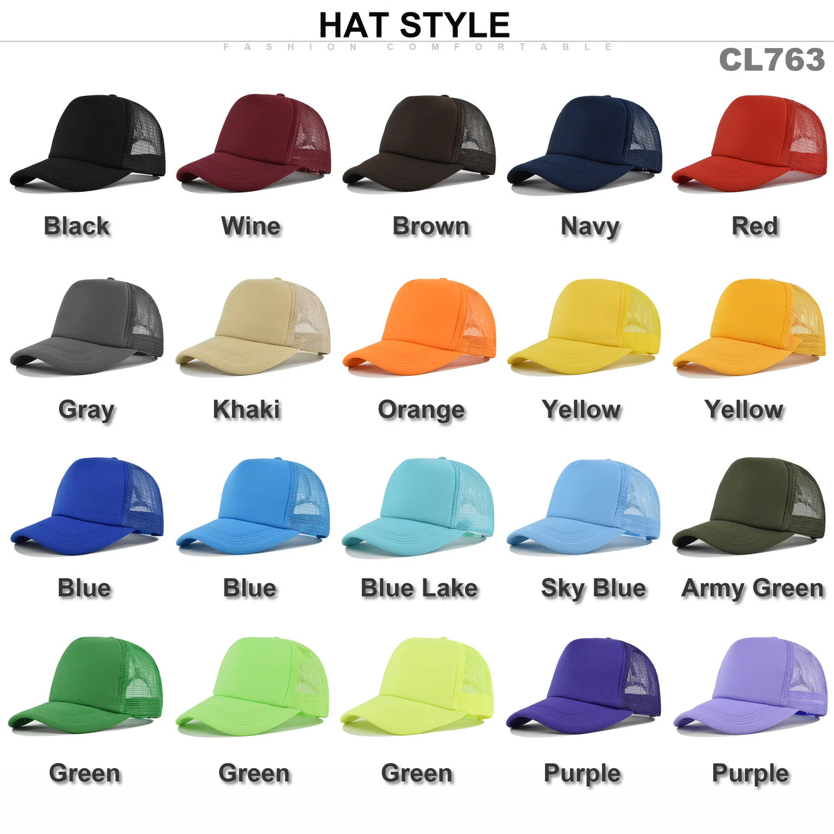 Plain Mesh Trucker Cap with Curved Brim Shape