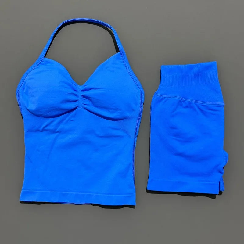 Women's Halter Tank And Shorts Yoga Set For Workout Outfits