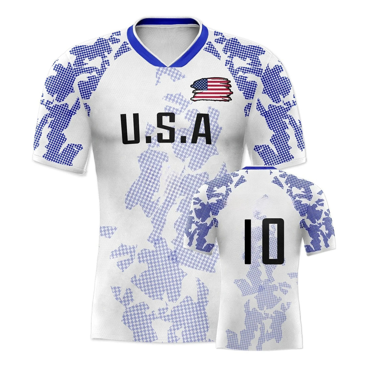 USA Graphic Short Sleeve Collared Sports Jersey with Number Print