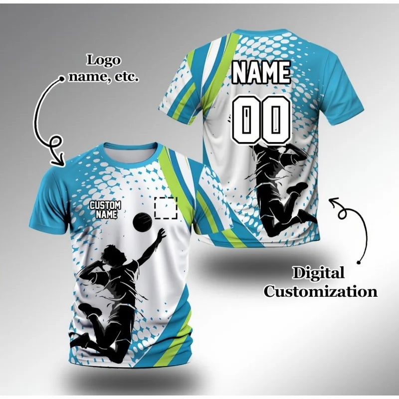 Volleyball Graphic Short Sleeve Crew Neck Sports T Shirt
