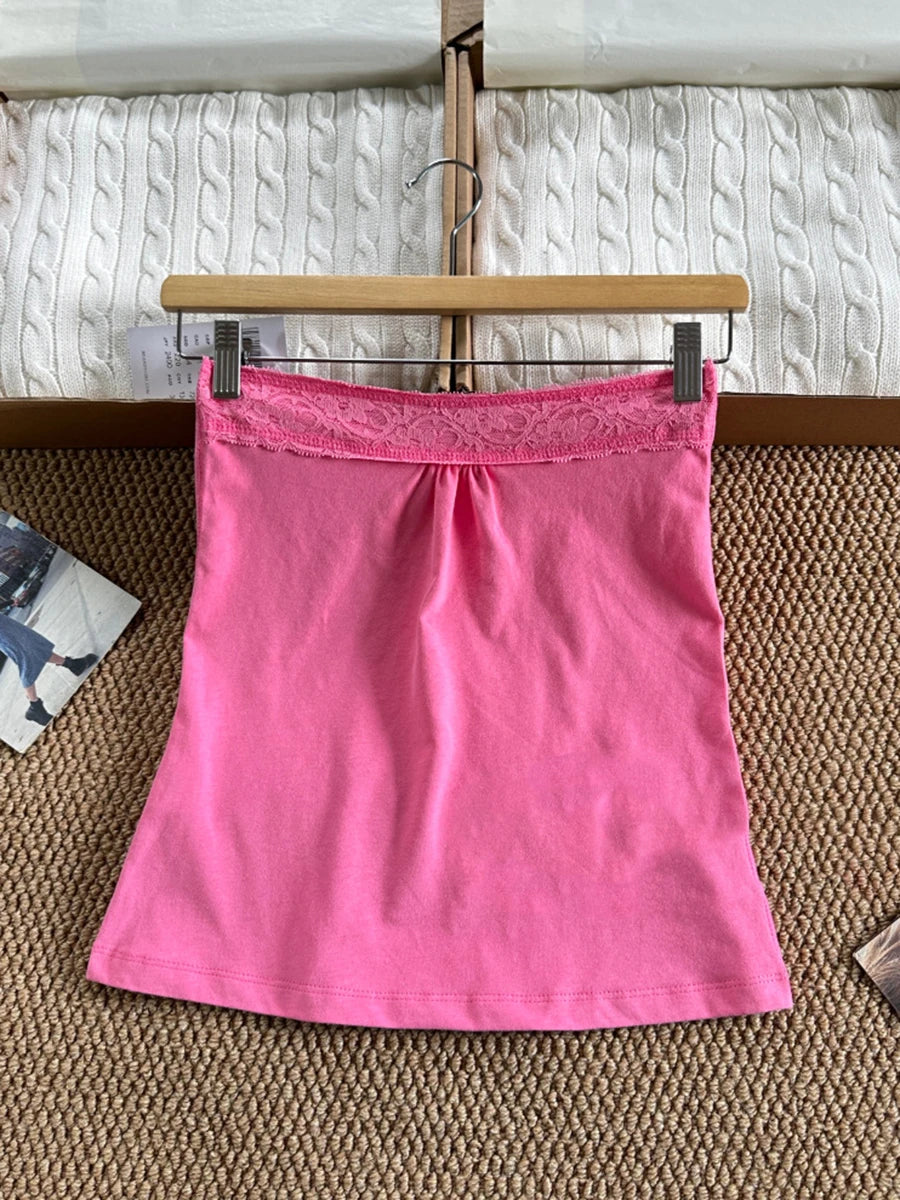 Women's Cotton Camisole and Bandeau Tops with Lace and Ruched Style Options