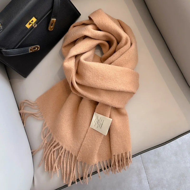 Solid Long Fringed Scarf for Neck and Wrap Styling