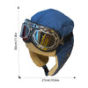 Pilot Costume Hat Beanie With Goggles Pilot Gifts Aviation Men Pilot Costume Fur Ear Flaps Adjustable For Cycling Skiing