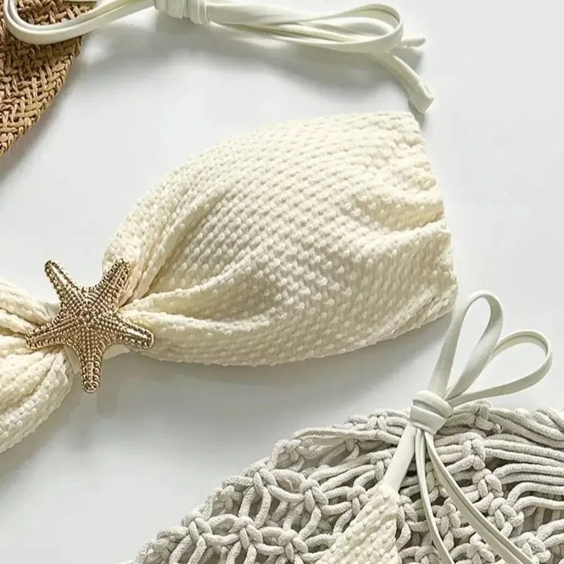 Solid Lace-Up Bikini