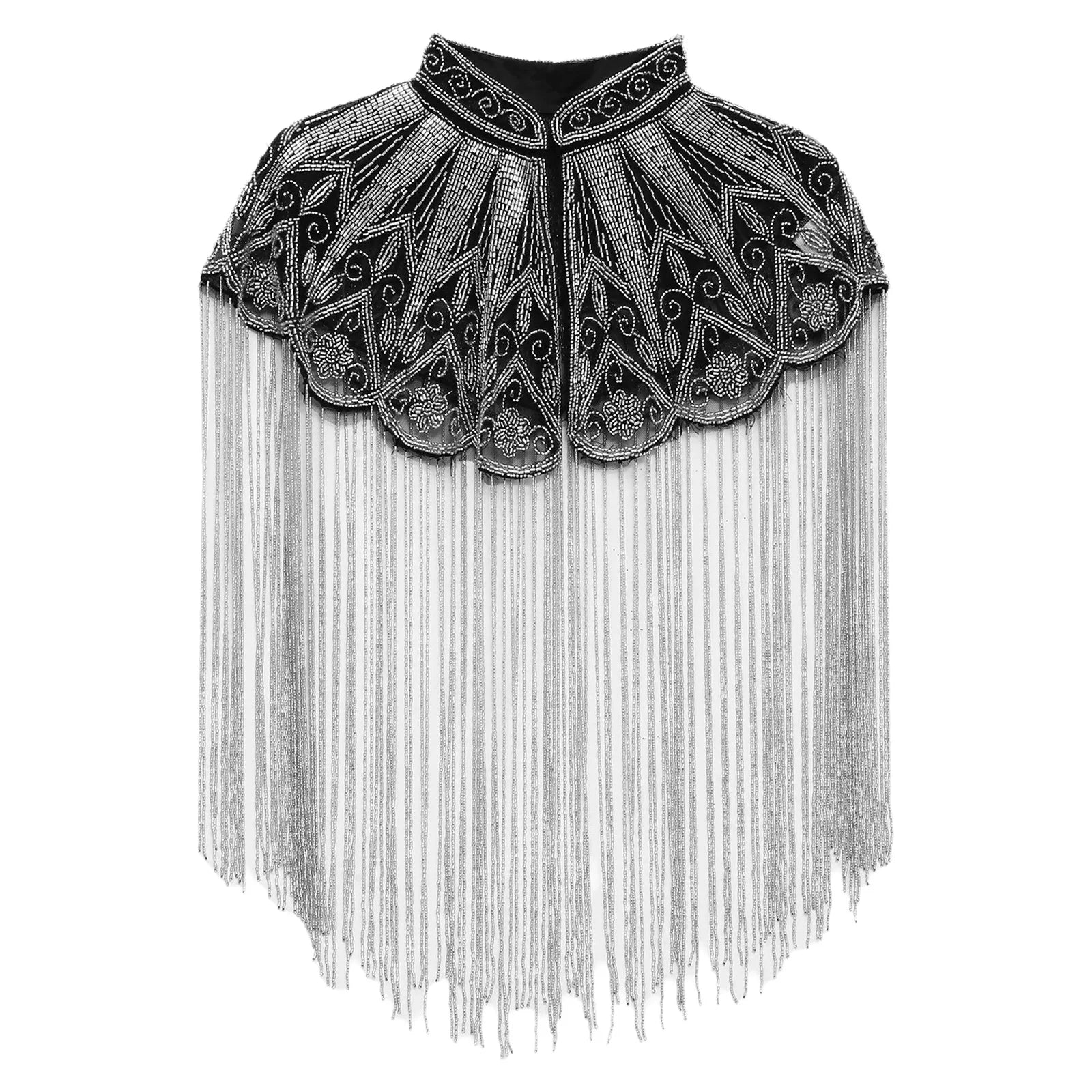 Beaded Long Fringe Cape for Layering over Outfits