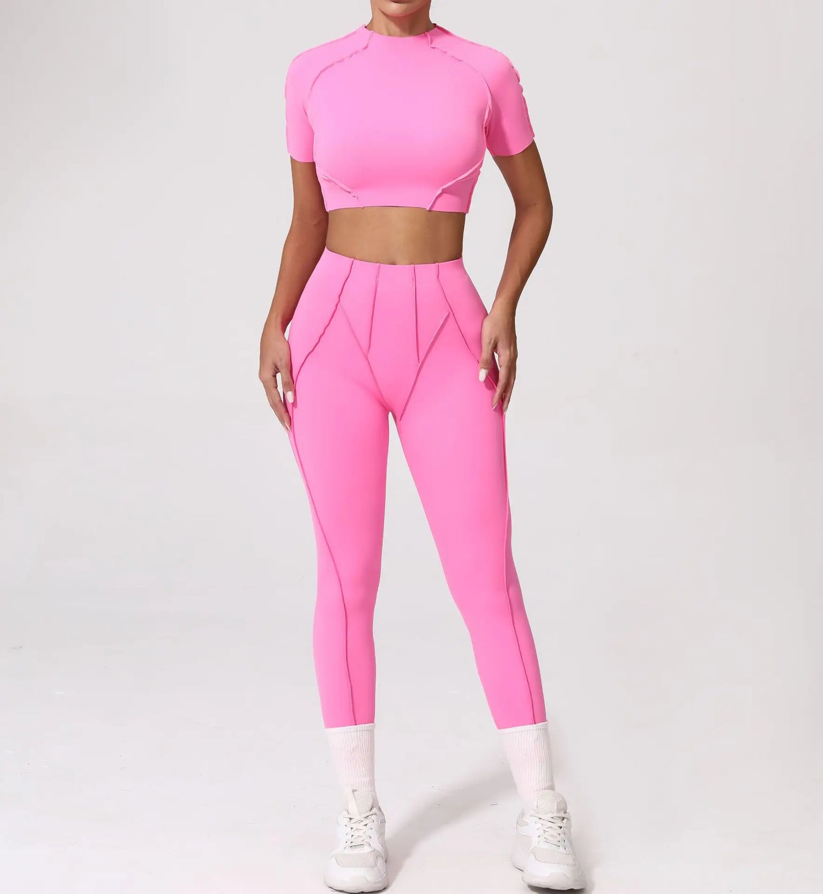 Women's Contrast Seam Bra And Leggings Yoga Set