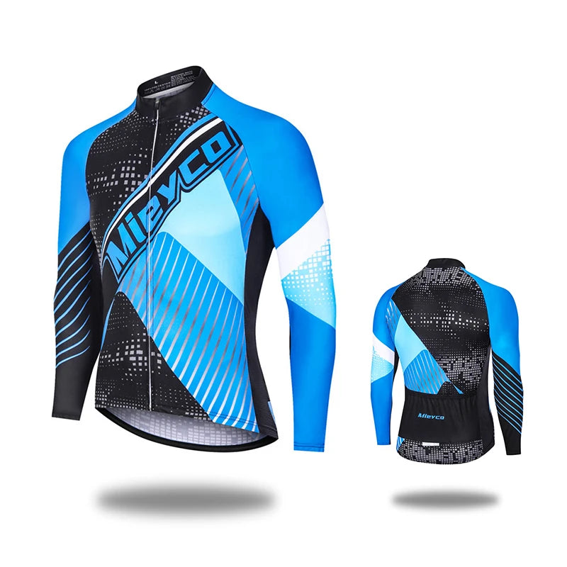 Mens Cycling Jersey Long Sleeve High Elastic for Spring Autumn Bike Riding and Outdoor Sports