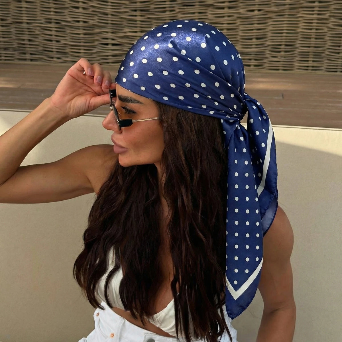 Polka Dot Square Scarf for Hair and Neck Styling