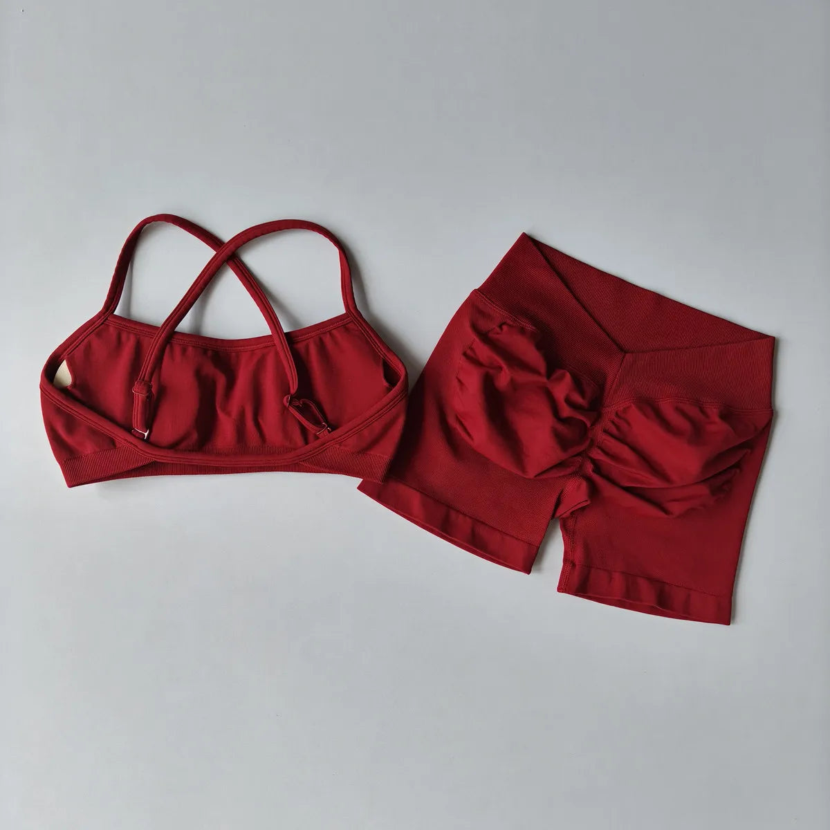 Women's Cross Back Bra And Shorts Yoga Set