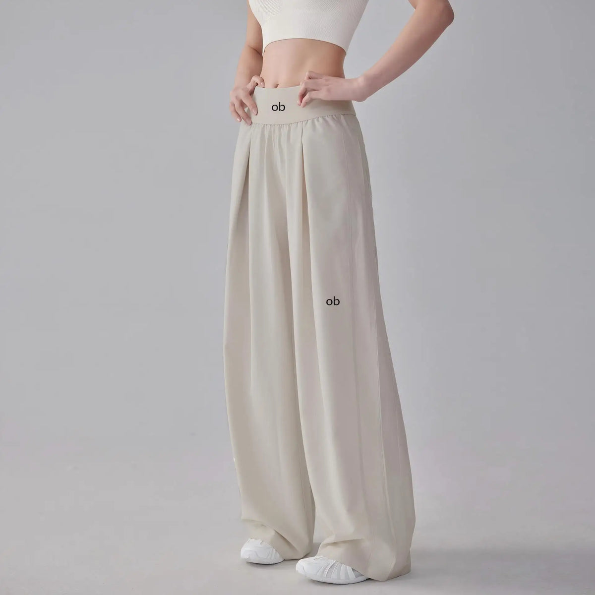 Women's Drawstring Waist Nylon Polyester Wide Leg Pants for Casual Activewear