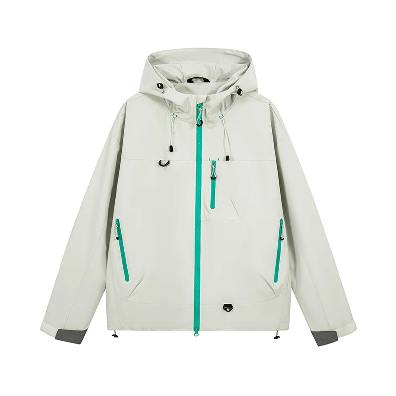 Hooded Long Sleeve Full Zip Outdoor Hiking Jacket with Pockets