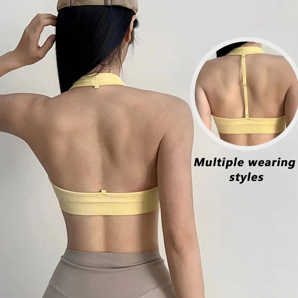 Women's Ruched Halter Neck Sports Bra