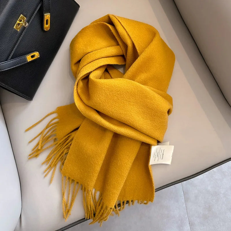 Solid Long Fringed Scarf for Neck and Wrap Styling