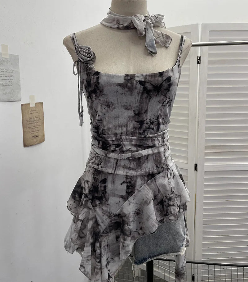 Women's Ruffled Polyester Camisole with Lace Trim and Asymmetric Style Options