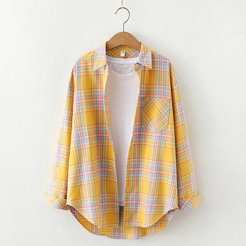Women's Checked Collared Long Sleeve Shirt
