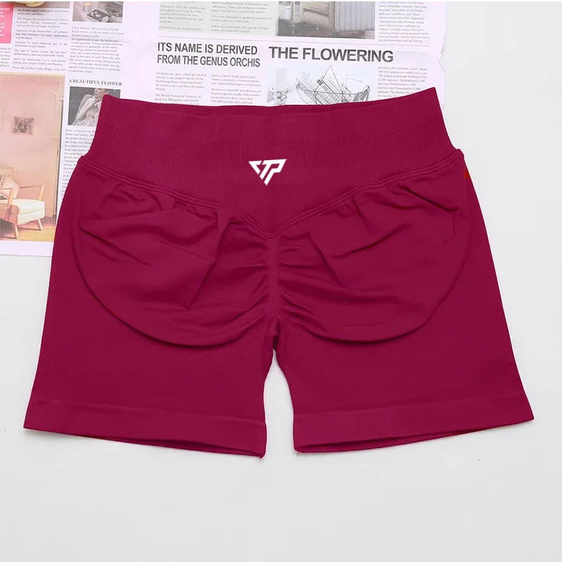 Women's Scrunch Back High Waist Fitted Shorts for Gym Workouts