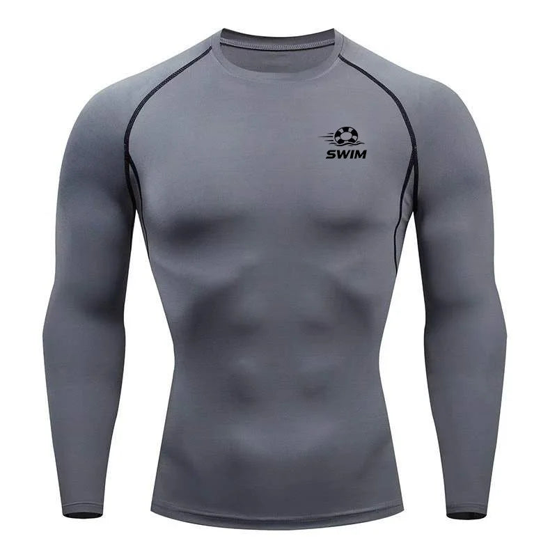 Men's Printed Long Sleeve Rash Guard for Swimming and Surfing