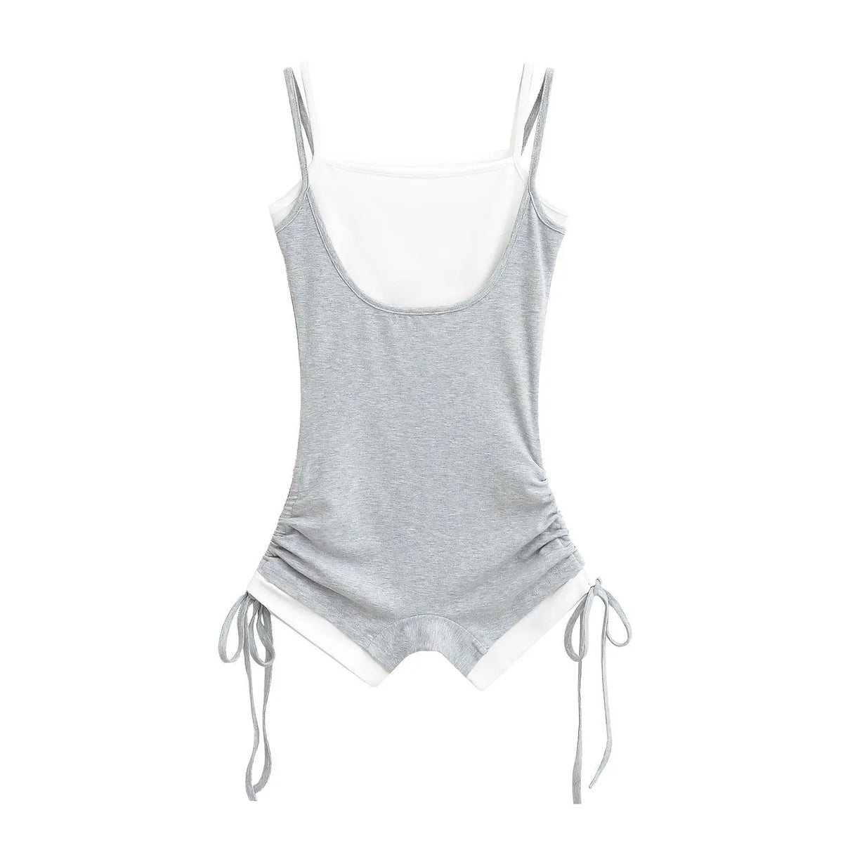 Women's Two Tone Polyester Workout Romper with Side Tie Details