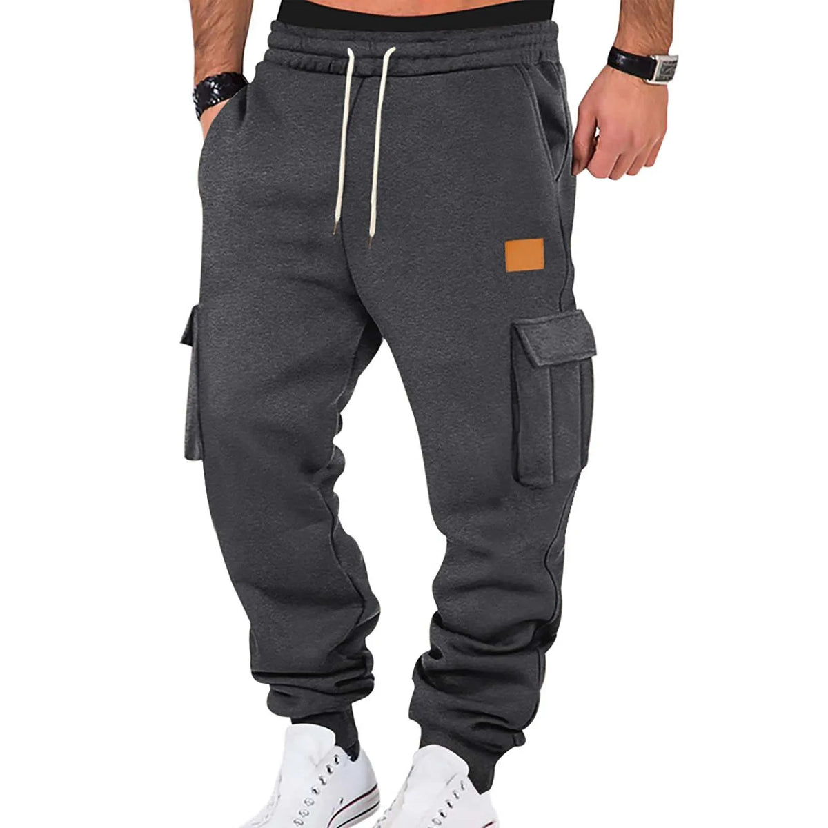 Men's Drawstring Cargo Jogger Pants with Ribbed Cuffs