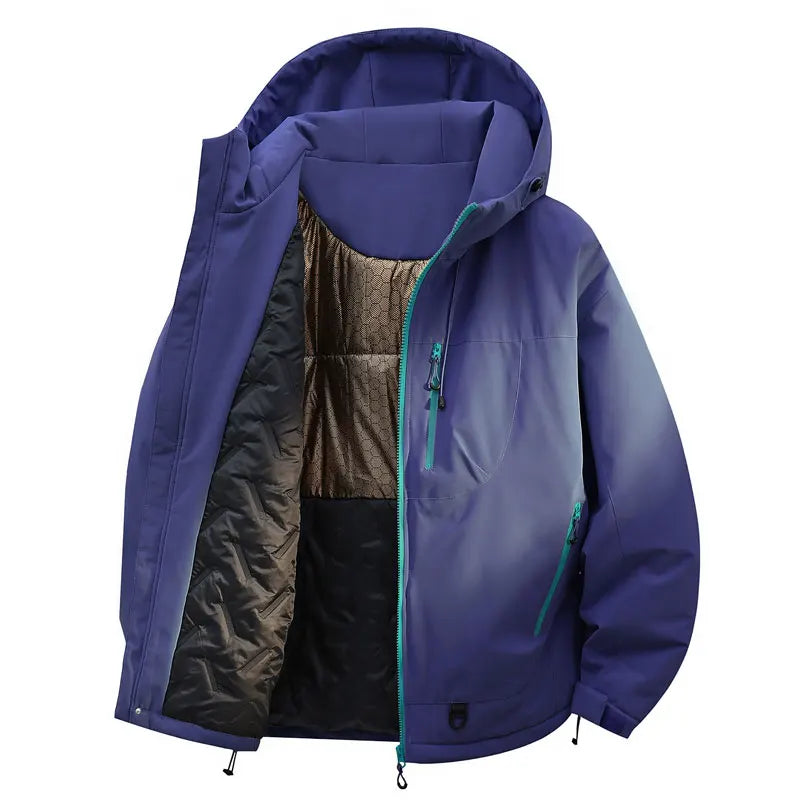 Hooded Long Sleeve Full Zip Outdoor Hiking Jacket with Pockets