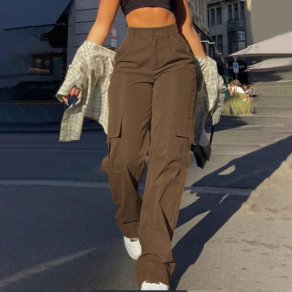 Women's Cargo Pants with Relaxed Legs and Large Side Pockets