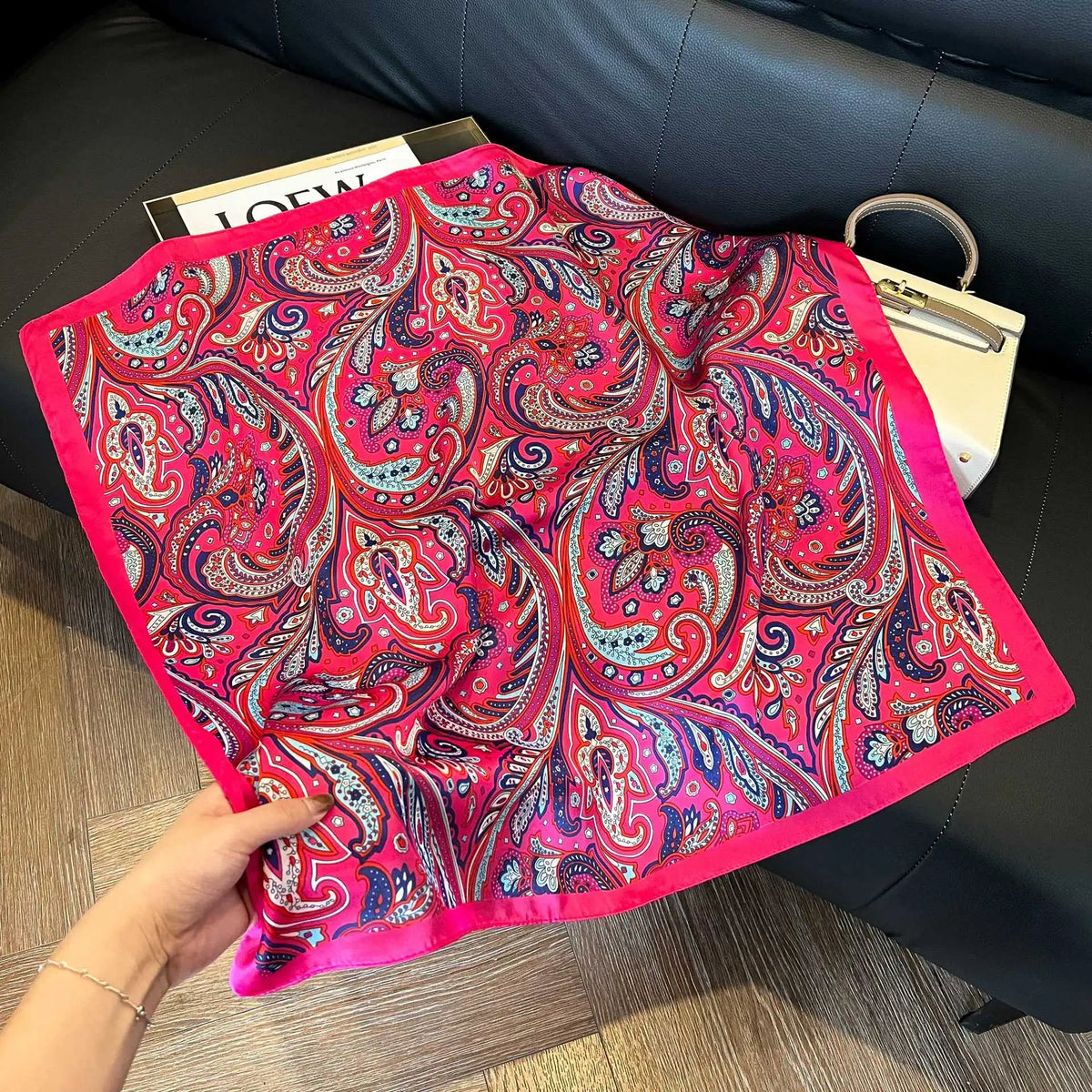 Patterned Square Scarf with Paisley and Houndstooth Style Options