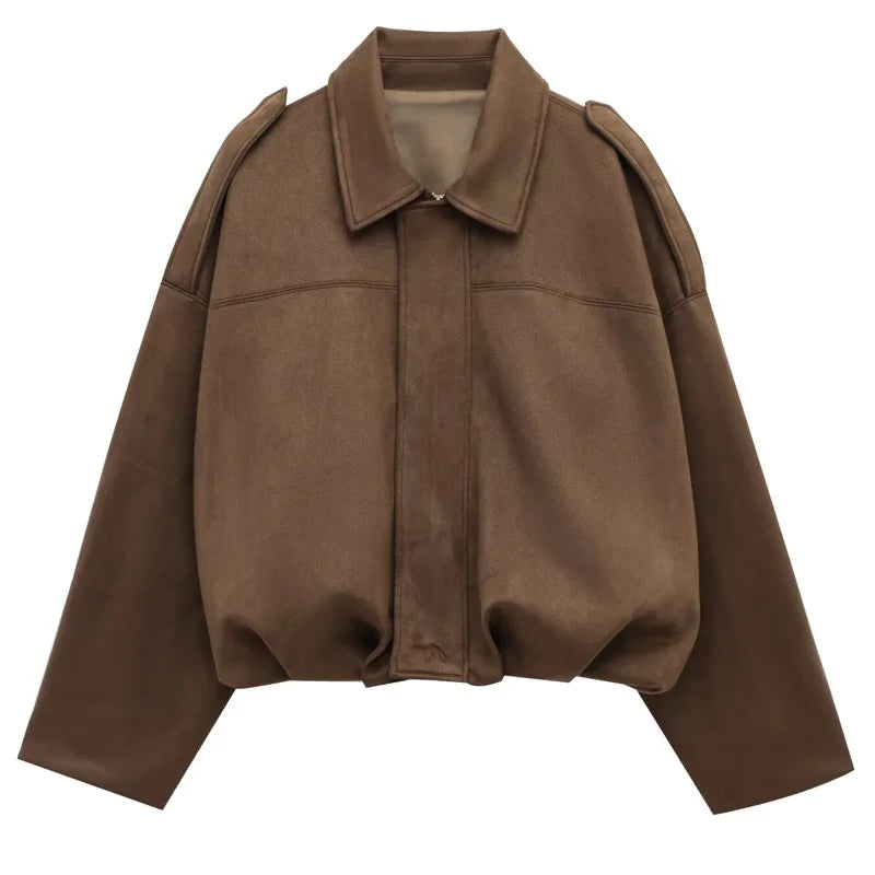 Women's Cropped Collar Zip Front Jacket for Layered Outfits