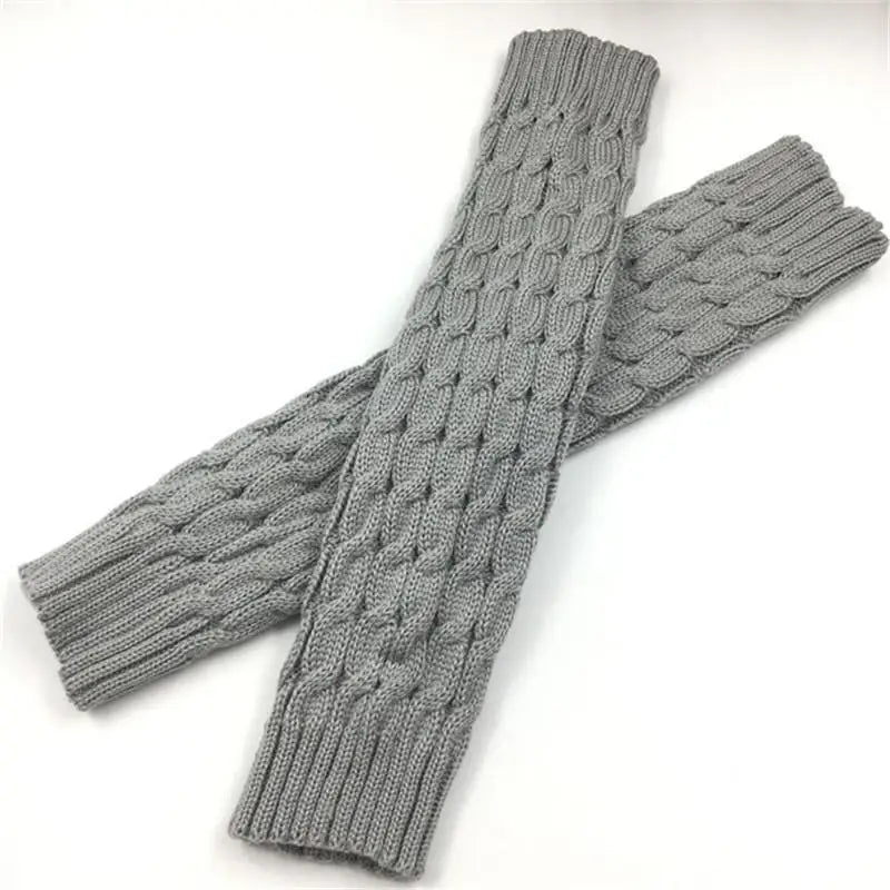 Cable Knit Leg Warmers with Solid Color Calf Shape