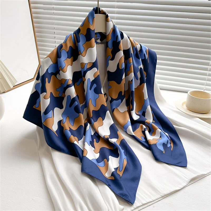 Printed Large Square Scarf with Decorative Border Designs