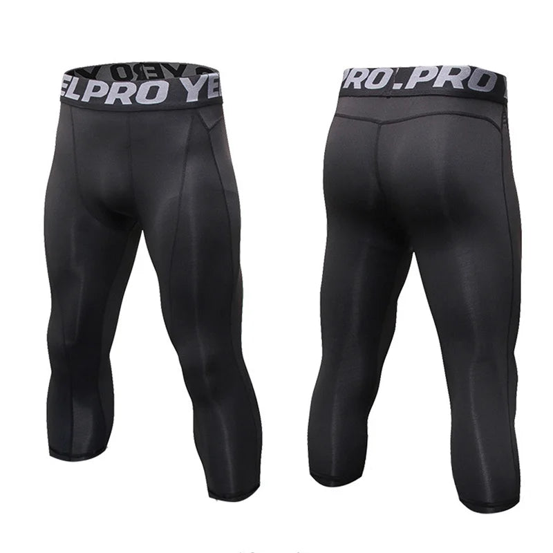 Men's Cropped Training Leggings for Gym and Running