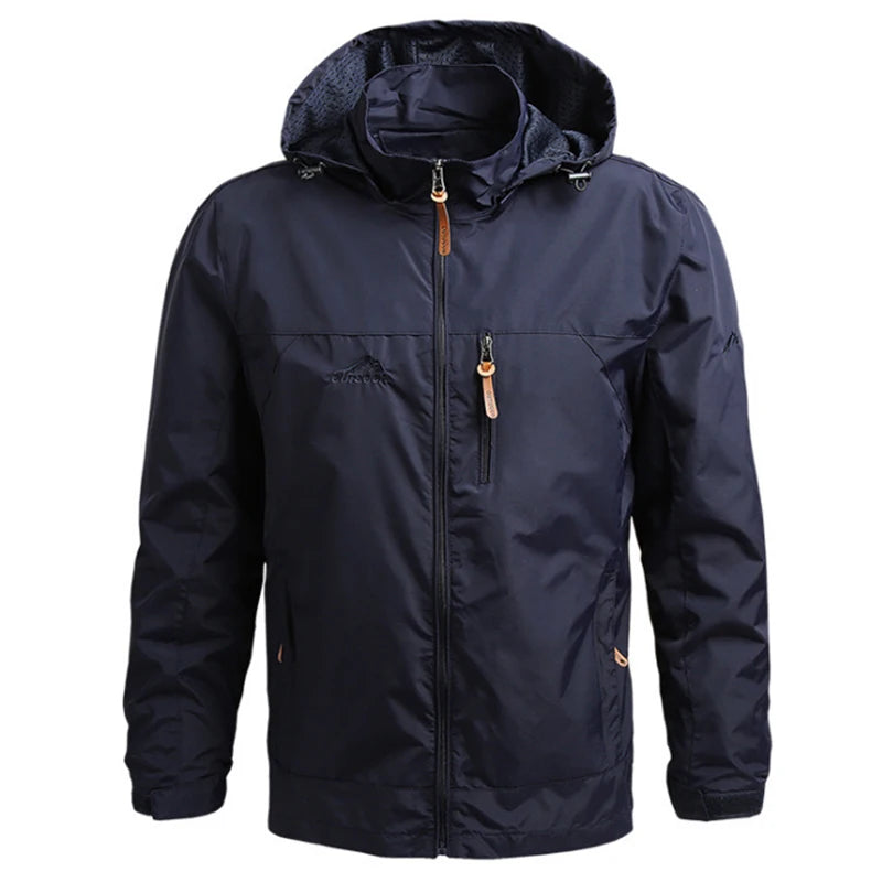 Hooded Long Sleeve Full Zip Outdoor Hiking Jacket with Pockets