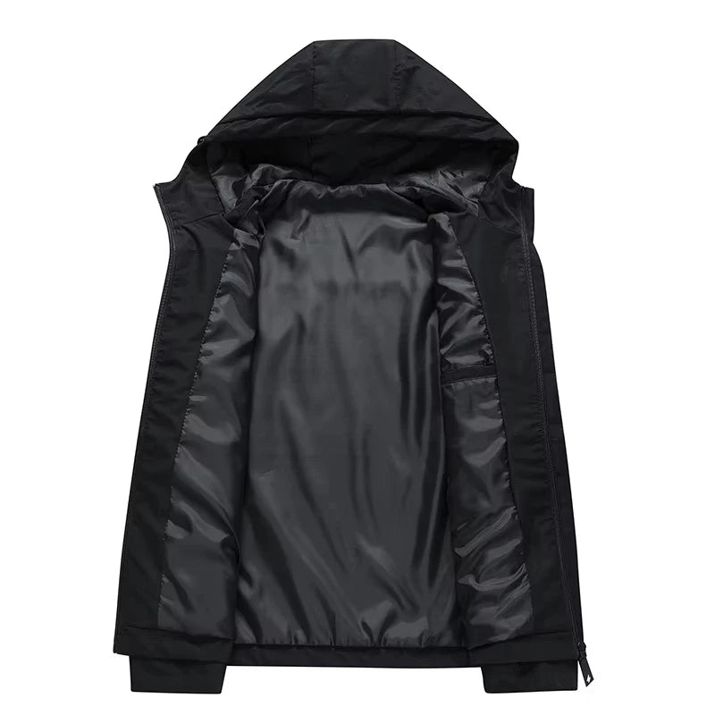 Hooded Long Sleeve Full Zip Outdoor Hiking Jacket with Pockets