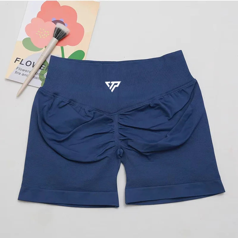 Women's Scrunch Back High Waist Fitted Shorts for Gym Workouts