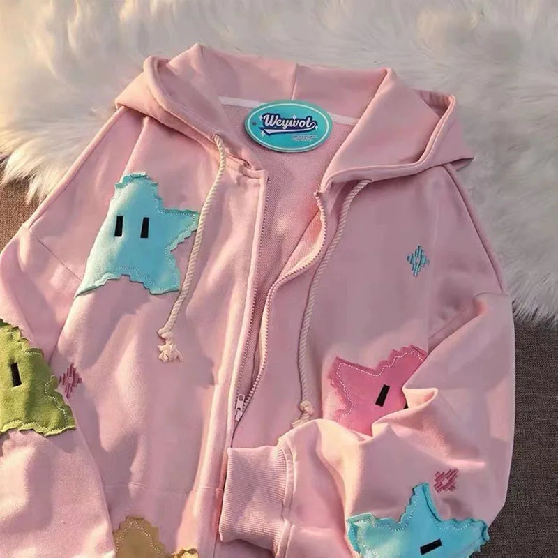 Long Sleeve Full Zip Casual Hooded Sweatshirt for Layering