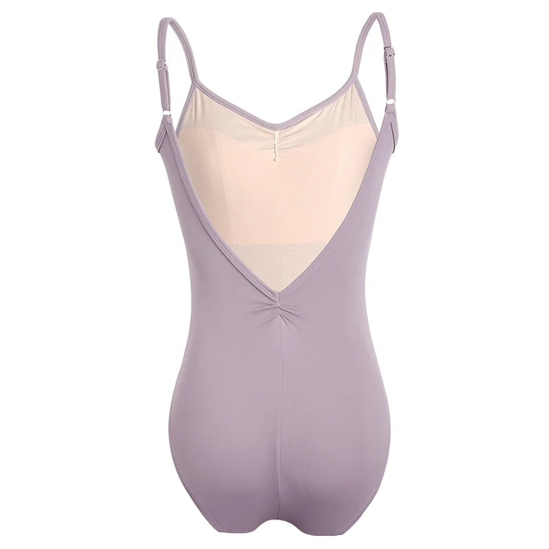 Women's Classic Camisole Ballet Leotard with Ruched Front and V Back