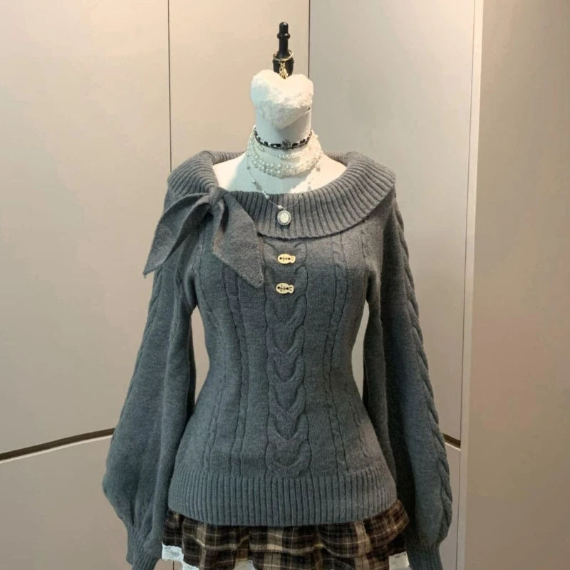 Women's Cold Shoulder Cable Knit Sweater Casual Knit Layer