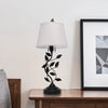 French Romantic Flower Desktop Decorative Light Home Living Room Bedside Table Black Leaf Table Lamps USB