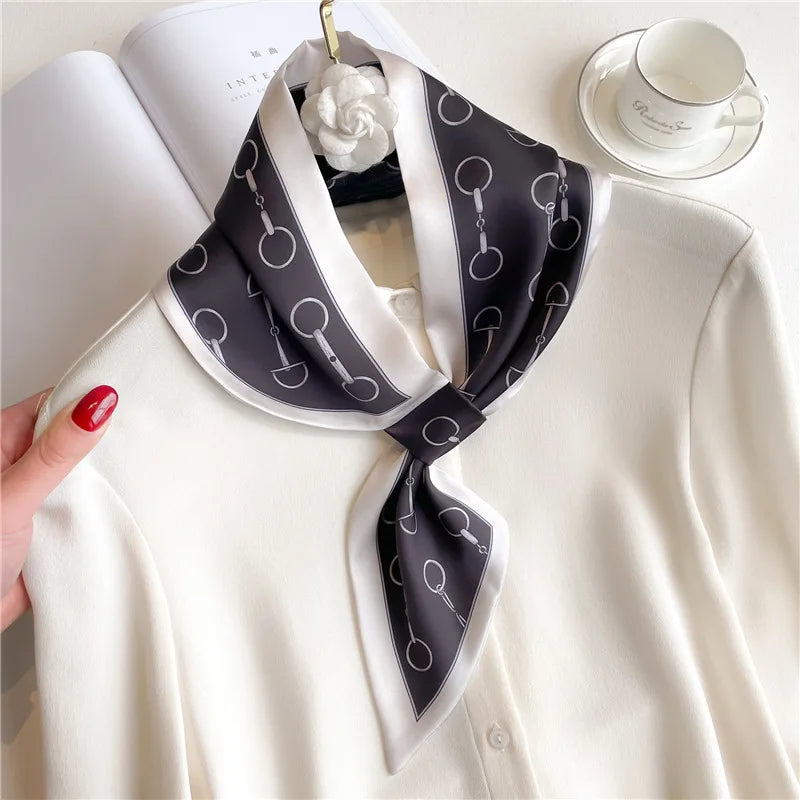 Printed Narrow Neckerchief Scarf with Pointed Tie Ends