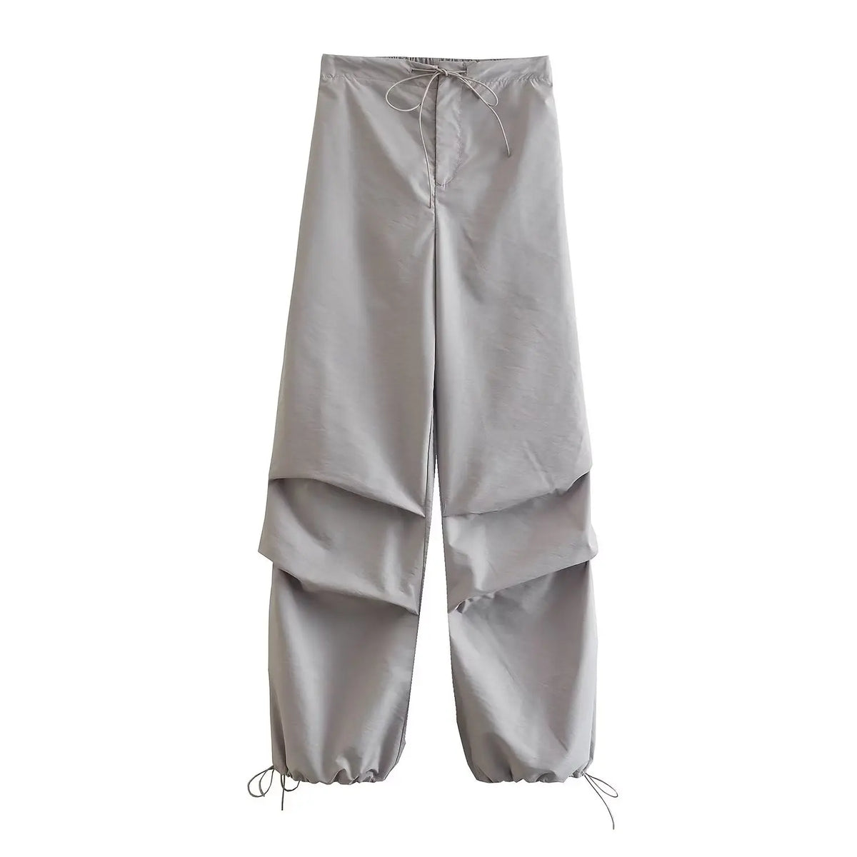 Women's Parachute Cargo Pants with Drawstring Waist and Adjustable Cuffs