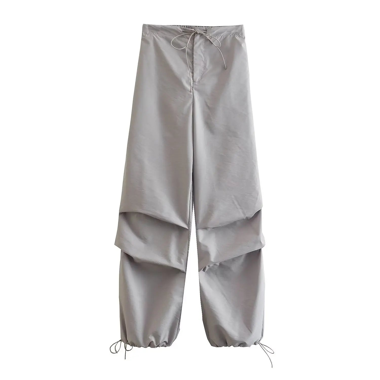 Women's Parachute Cargo Pants with Drawstring Waist and Adjustable Cuffs