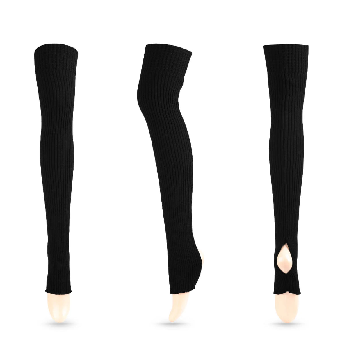 Long Ribbed Ballet Leg Warmers with Stirrup Openings