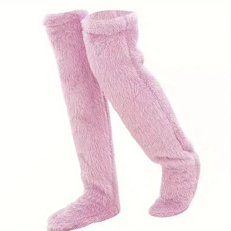 Plush Thigh High Socks with Long Footed Shape