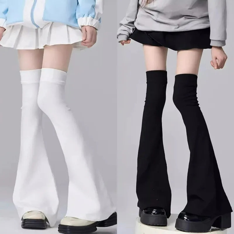 Solid Flared Knit Leg Warmers with Over Knee Shape