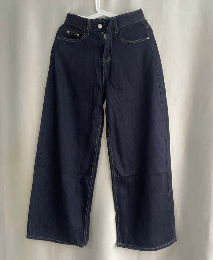 Women's Navy High Waist Wide Leg Denim Jeans