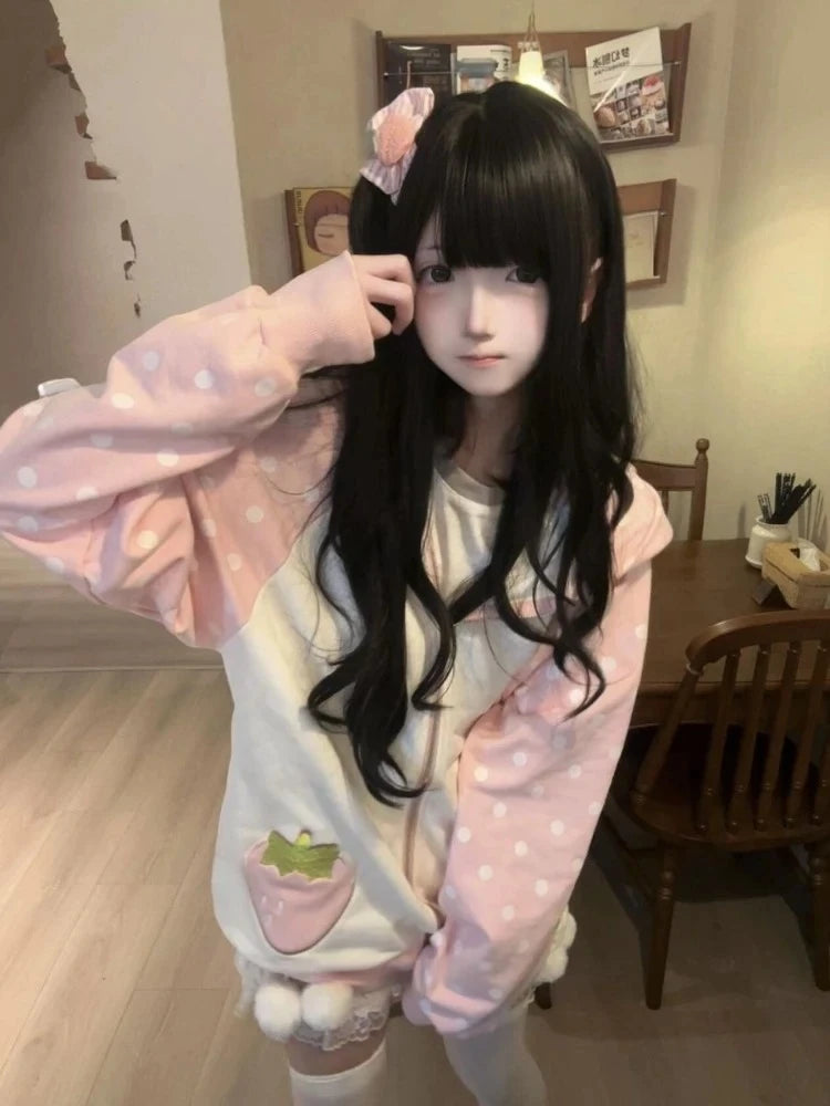 Rabbit Ear Long Sleeve Full Zip Casual Hoodie