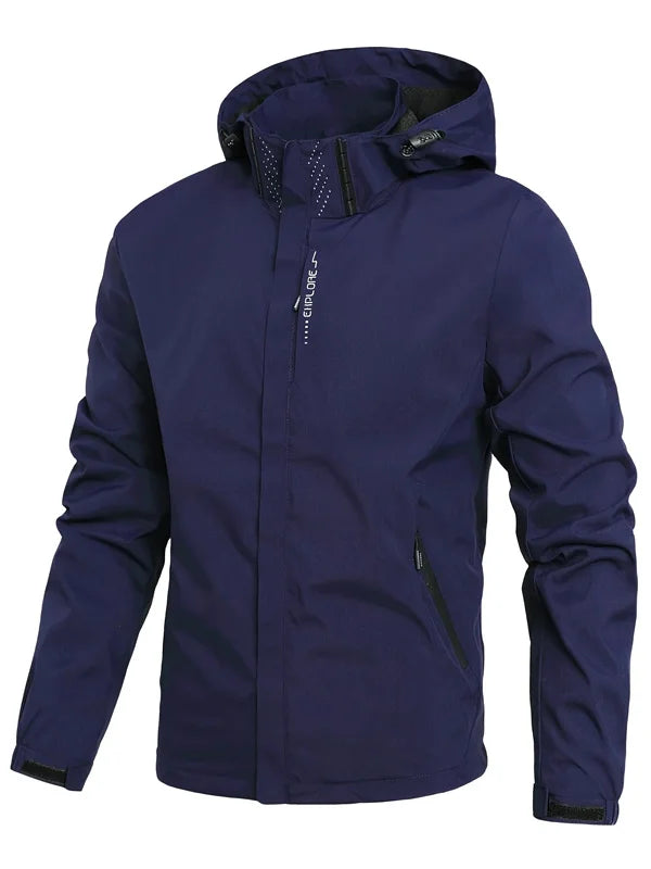 Hooded Long Sleeve Full Zip Outdoor Rain Jacket